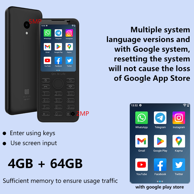 Xiaomi Qin F21pro 4GB 64GB or 3GB+32GBsmart feature phone Global version (except US region) - Qin Smart Phone