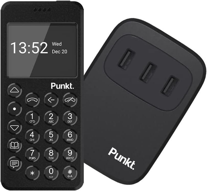 Punkt. MP02 New Generation 4G LTE Minimalist Mobile Phone | Black | Unlocked, Nano-SIM, Wi-Fi Hotspot, Digital Security, 2GB RAM+16GB Storage, 1280 mAh Battery, Multiband - Qin Smart Phone