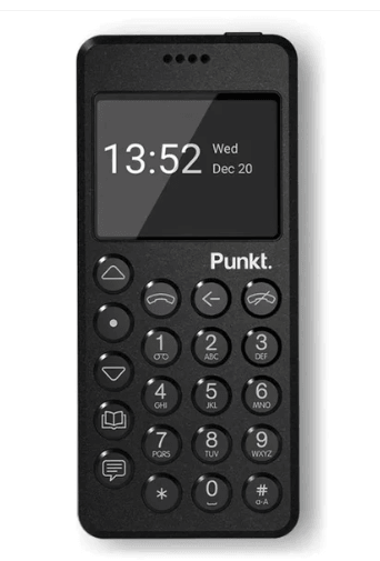 Punkt. MP02 New Generation 4G LTE Minimalist Mobile Phone | Black | Unlocked, Nano-SIM, Wi-Fi Hotspot, Digital Security, 2GB RAM+16GB Storage, 1280 mAh Battery, Multiband - Qin Smart Phone